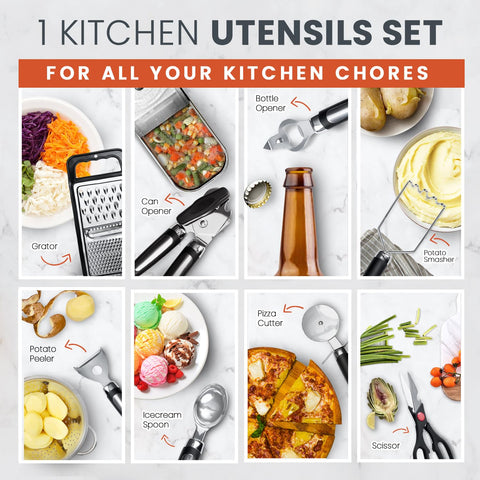 RFAQK utensils in use on stovetop protecting pan surfaces and heat resilience