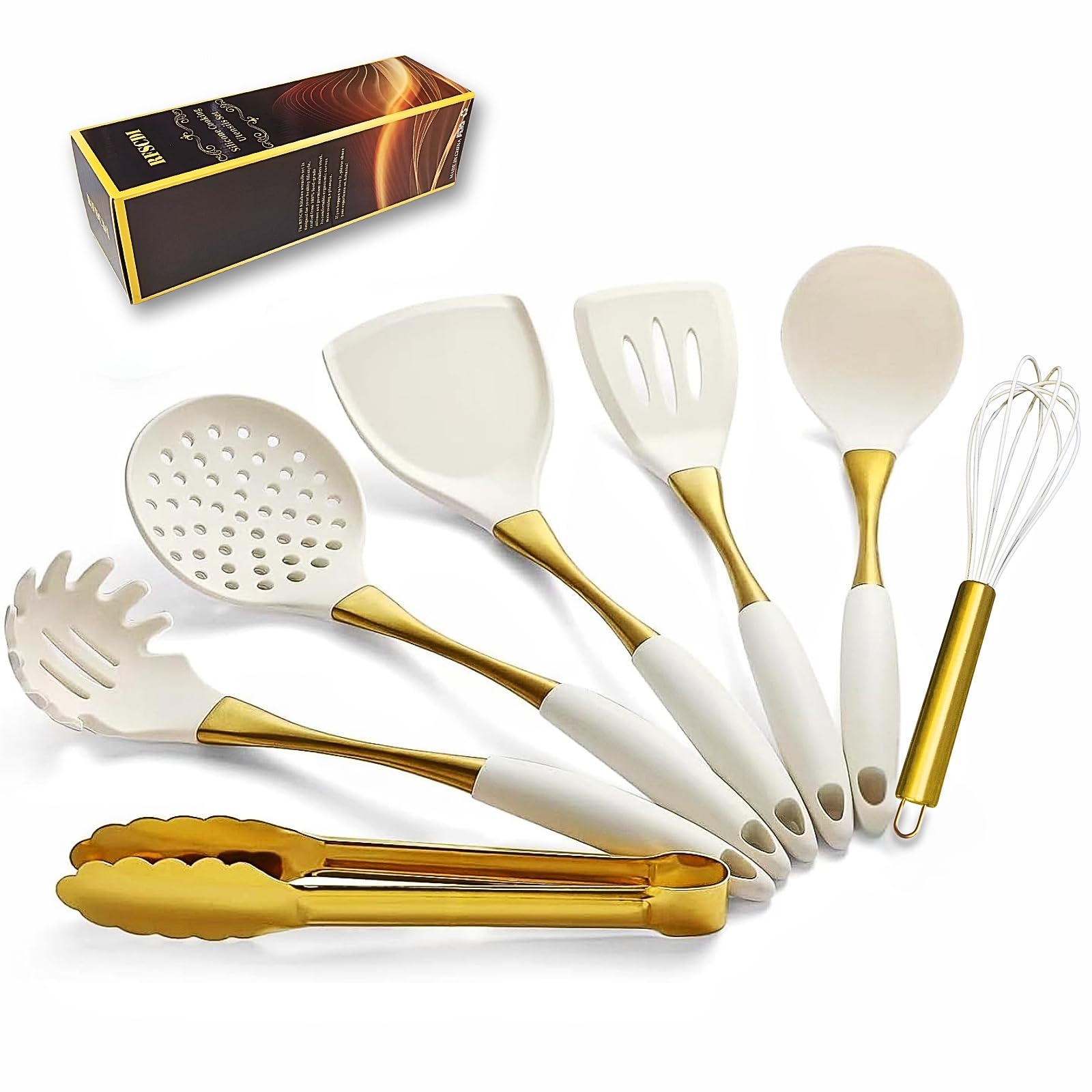 RFSCDI front view of the 7-piece set showing stylish white and gold finish for elegant kitchens