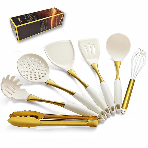 RFSCDI front view of the 7-piece set showing stylish white and gold finish for elegant kitchens