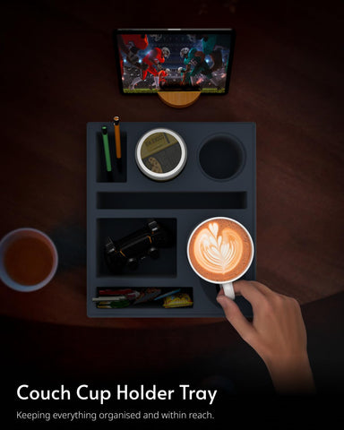 RGBDOT bedside setup with tablet showing hands-free viewing benefit