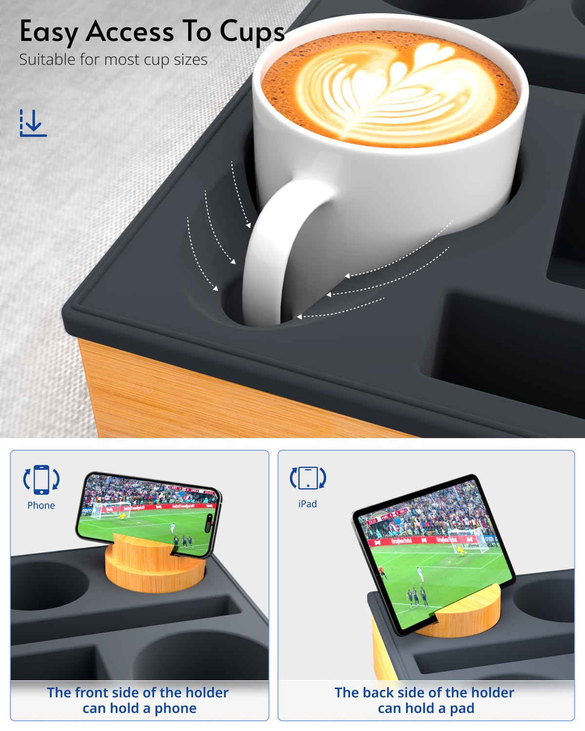 RGBDOT detachable 360-degree rotating holder showing adjustable viewing