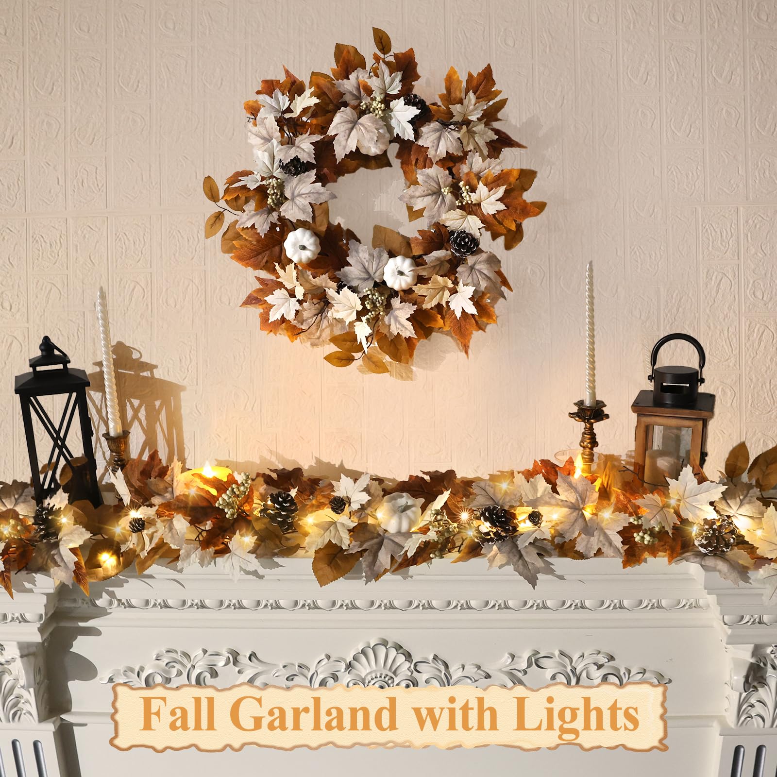 RHTRJ close-up of pumpkin and pinecone accents showing realistic detail