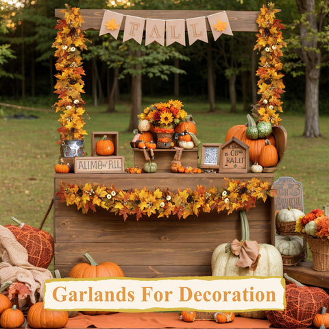 RHTRJ garland decorating railings and staircase for autumn curb appeal