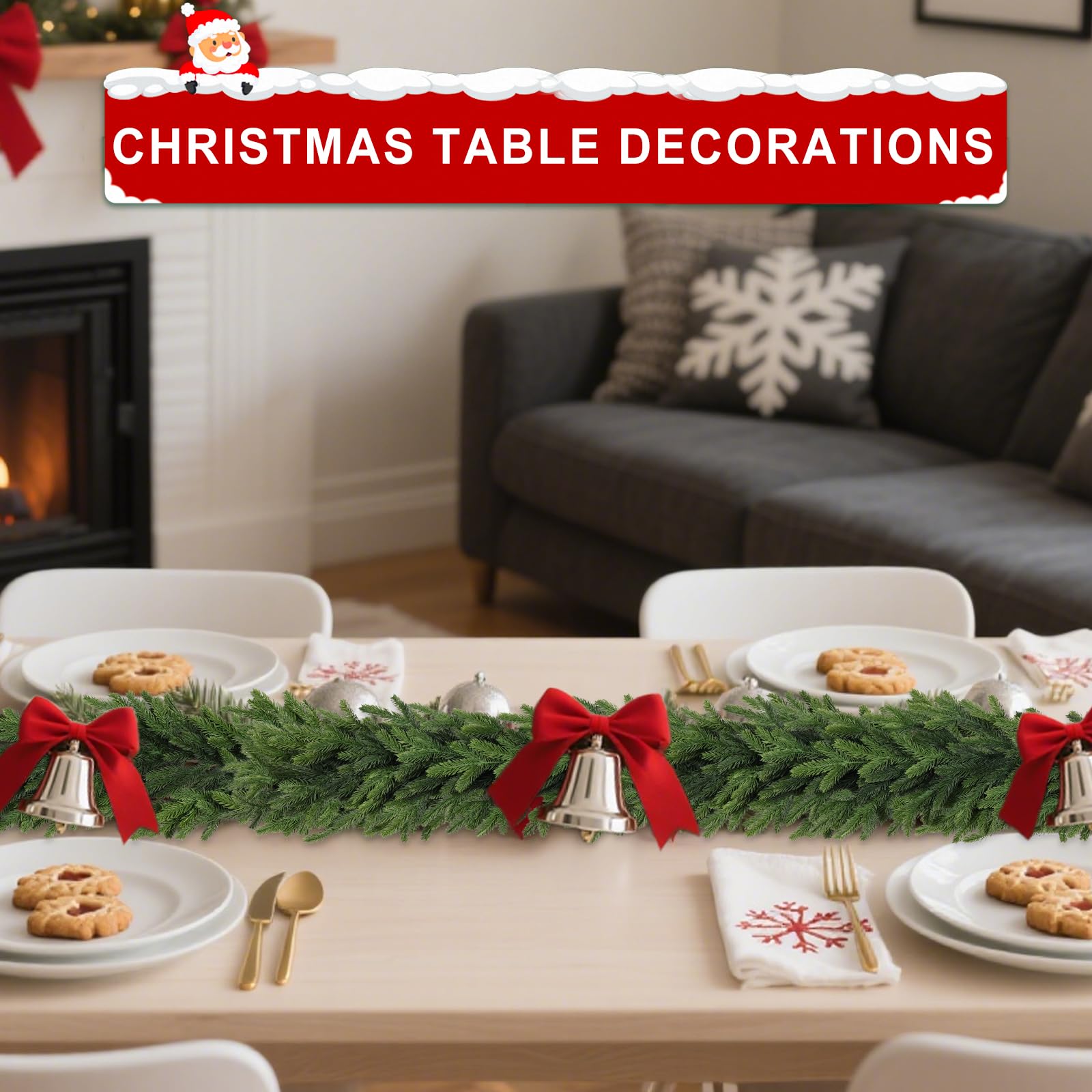RHTRJ wrapped around stair rail for a polished, festive look