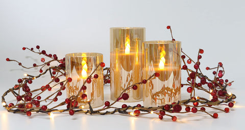 Rhytsing garlands lit on a mantel creating cozy holiday atmosphere for decorating