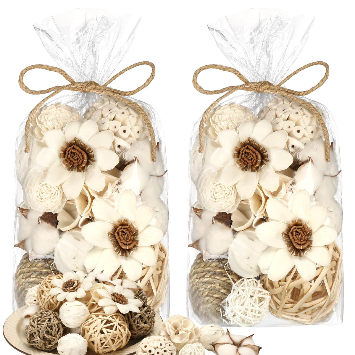 Riceshoot front packaging showing two-pack decorative potpourri balls and color palette