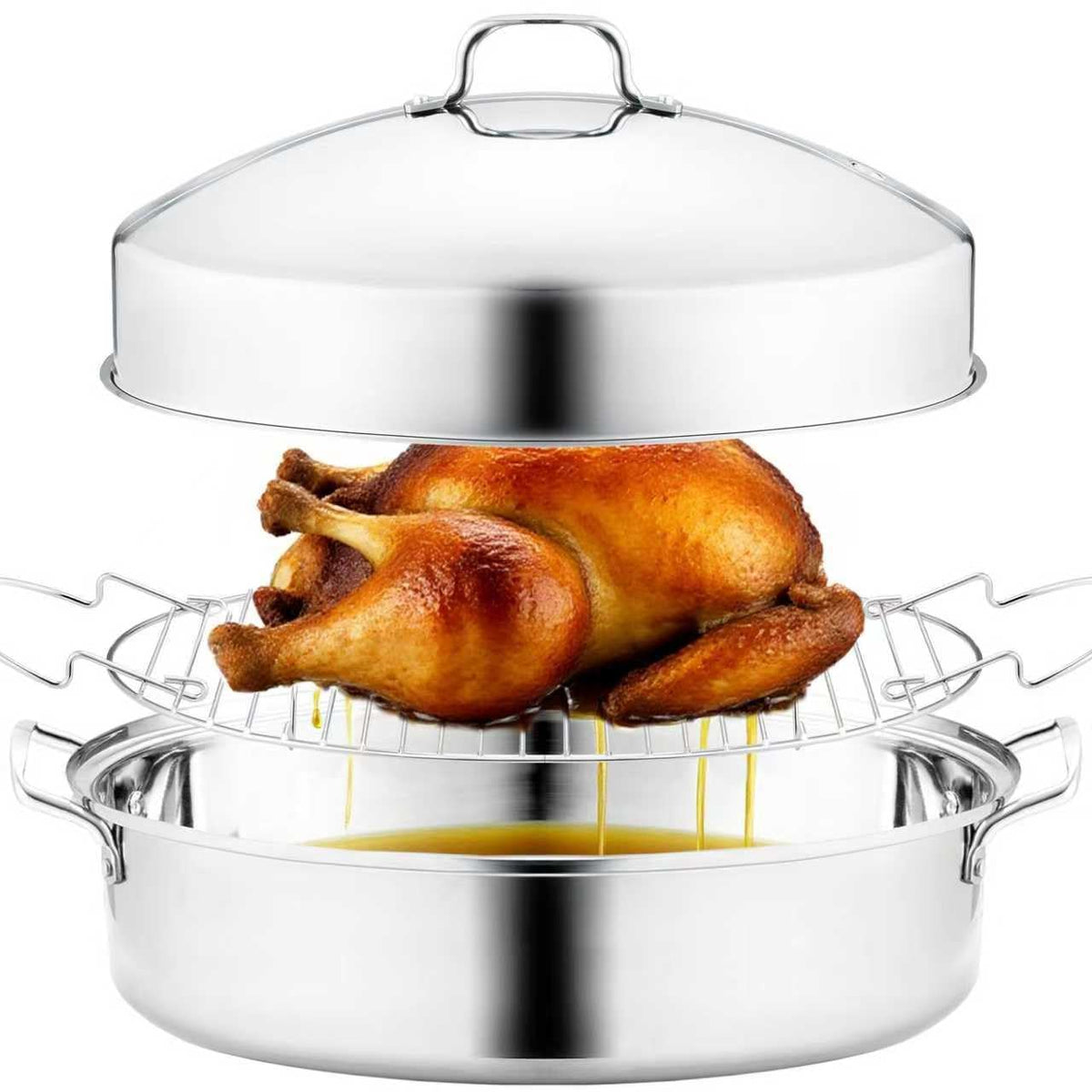 RIDGEPOLE front view of 22-inch oval roaster showing capacity and finish