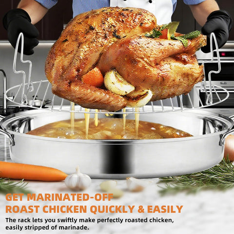 RIDGEPOLE roaster beside turkey showing true 22-inch capacity