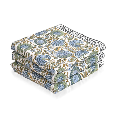 Ridhi front folded towel showing asparagus green print and neat fold for display