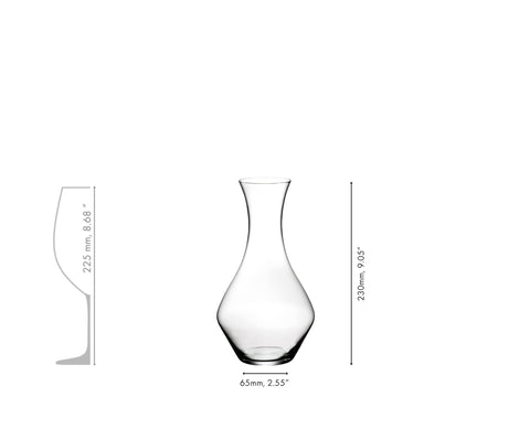 Close-up of Riedel decanter neck showing outward curve for secure grip and comfortable pouring