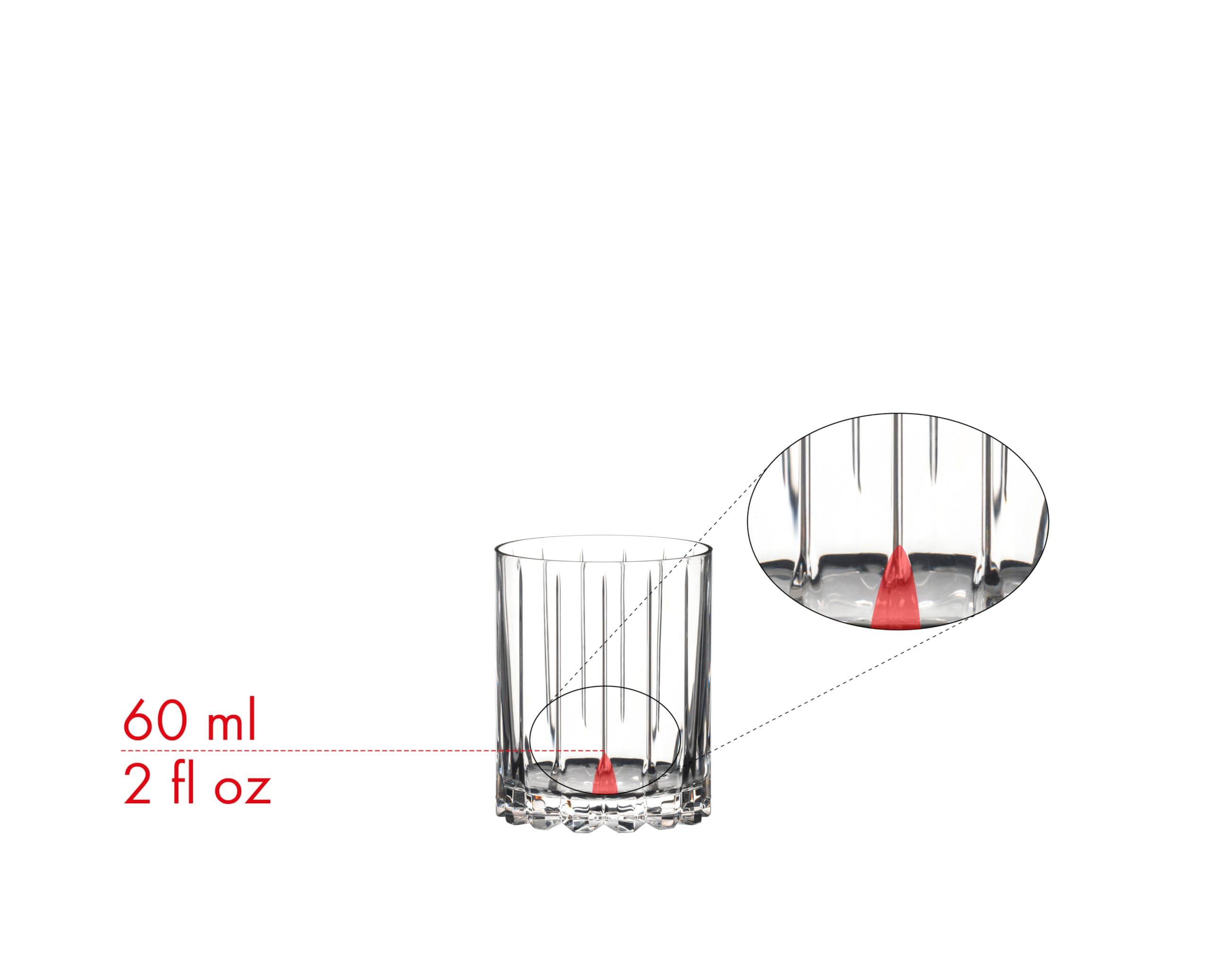 Riedel Double Rocks being poured to the 60ml mark for precise, repeatable servings
