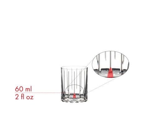 Riedel Double Rocks being poured to the 60ml mark for precise, repeatable servings