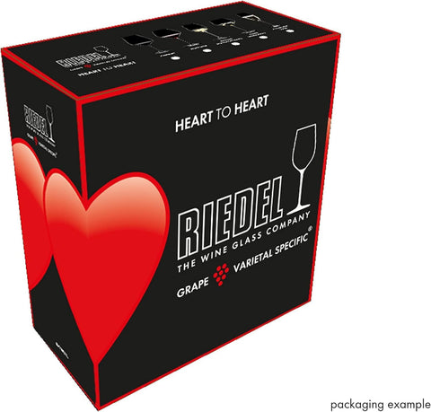 Riedel glass next to a ruler showing 9.72 inch height for scale and serving size