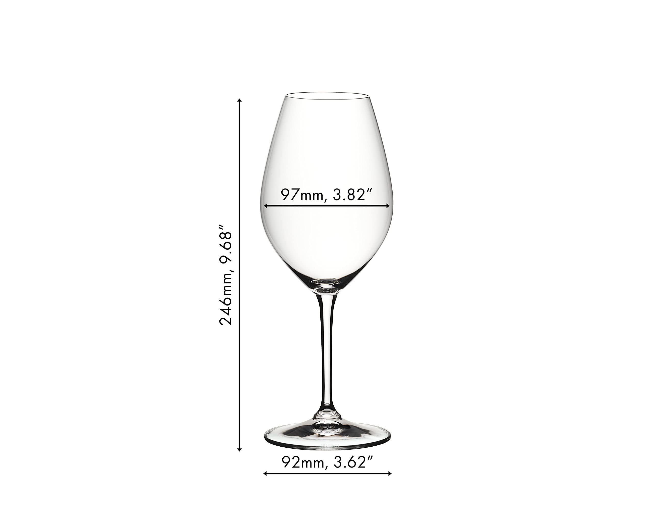 Riedel glass in use with red wine poured, improving aroma release