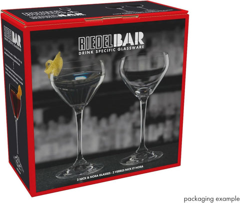 Riedel Nick & Nora boxed set of two displaying gift-ready packaging and professional quality
