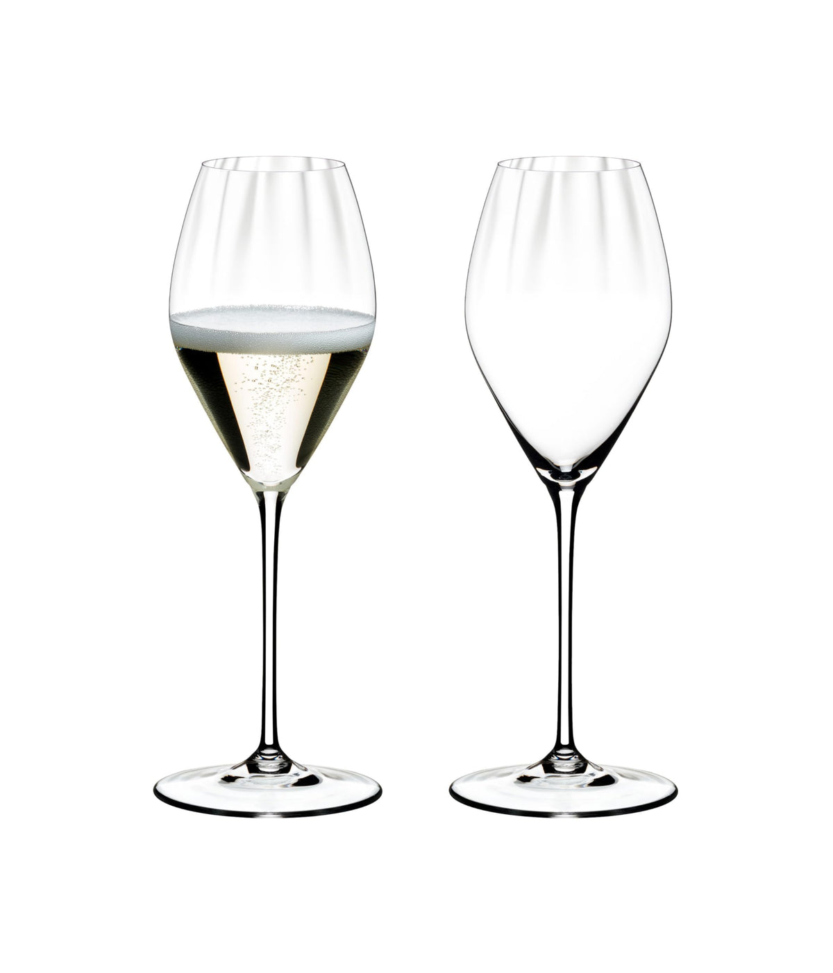 Riedel Performance front view glass pair showing elegant silhouette and clarity