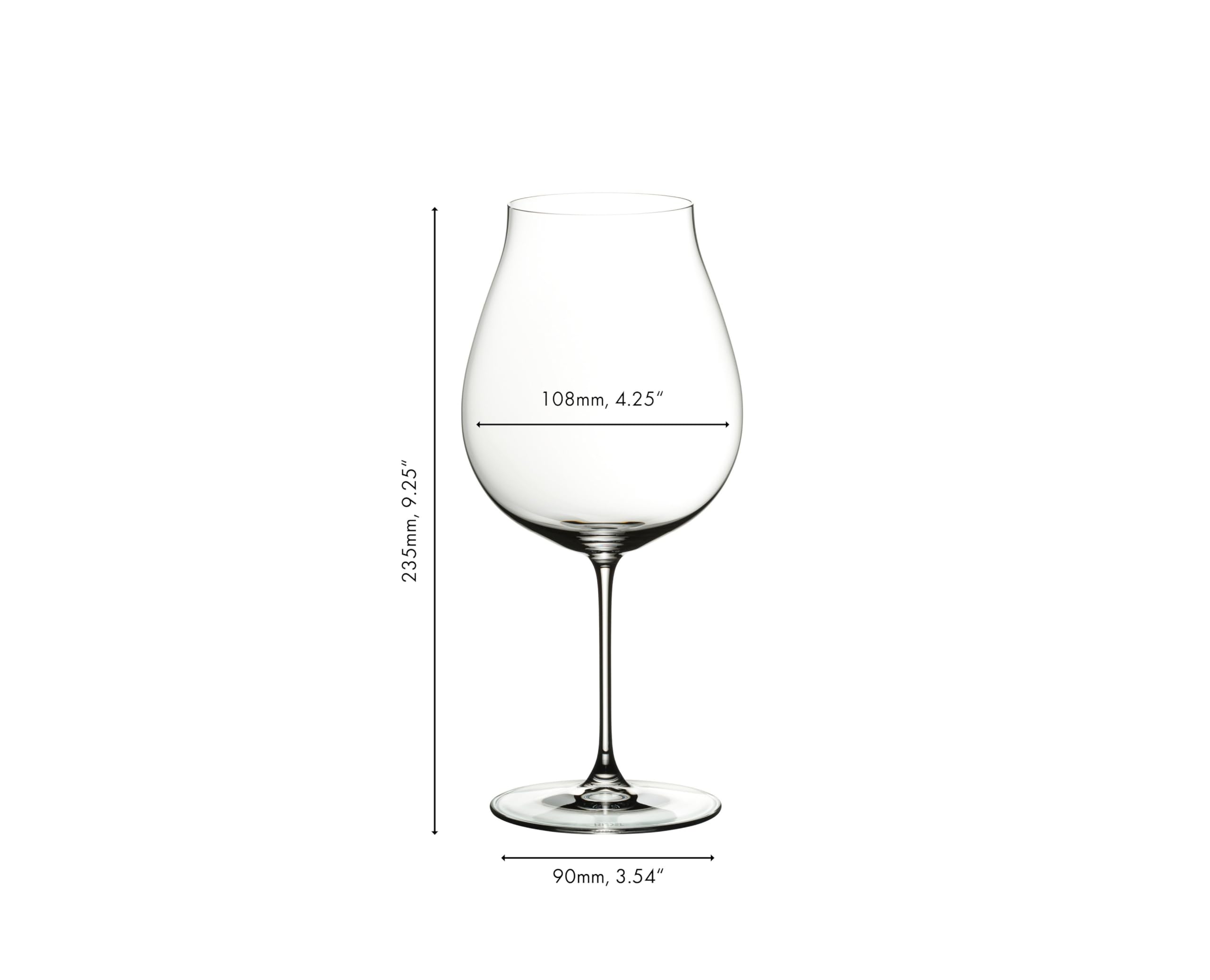 Riedel Veritas bowl detail highlighting wide base for aroma development benefit