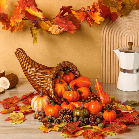 RimCereal foam pumpkins and acorns clustered to show realistic shapes and color