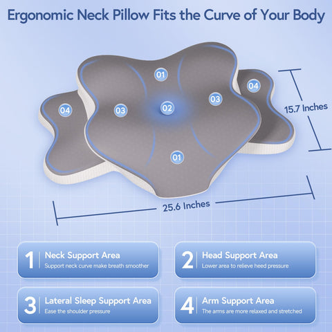 Rioicy pillow under a back sleeper demonstrating neck lift and alignment