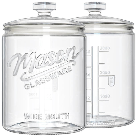 Ritayedet front view showing both gallon glass jars, clear and sturdy