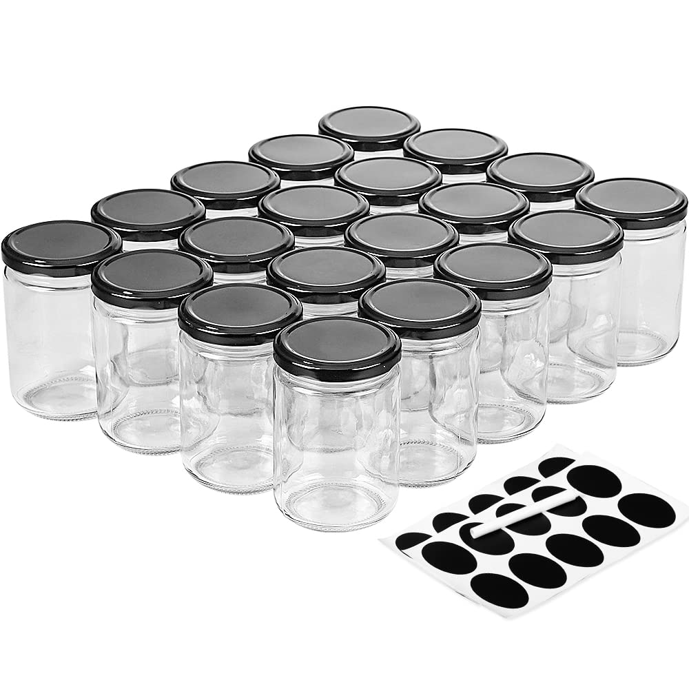 Ritayedet front view of 20 glass jars showing clear bodies and lids for organized storage