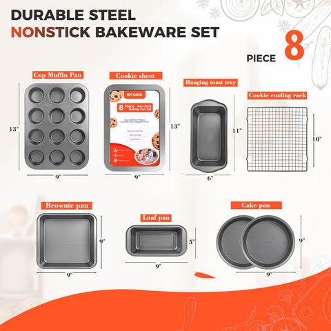 ritonis 12-cup muffin pan with cupcakes inside, quick release and easy portioning benefit