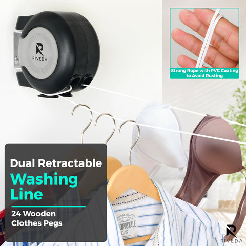 RIVEDA balcony setup with lines in use demonstrating convenient outdoor drying