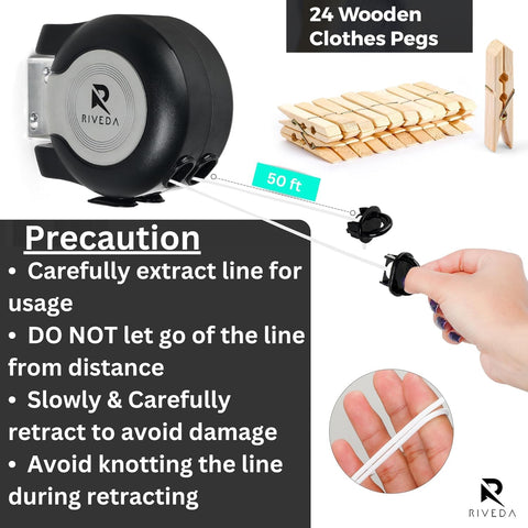 RIVEDA retractable lines extended across a balcony illustrating versatile drying capacity