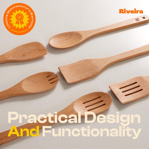 Riveira spoon next to hand to show scale and comfortable ergonomic handle