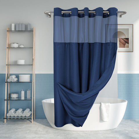 River Dream front panel navy blue showing clean hotel-style look and easy hanging