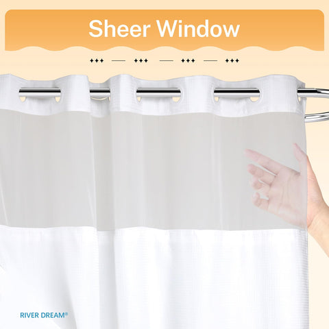 River Dream snap-in liner attached to curtain for secure water control