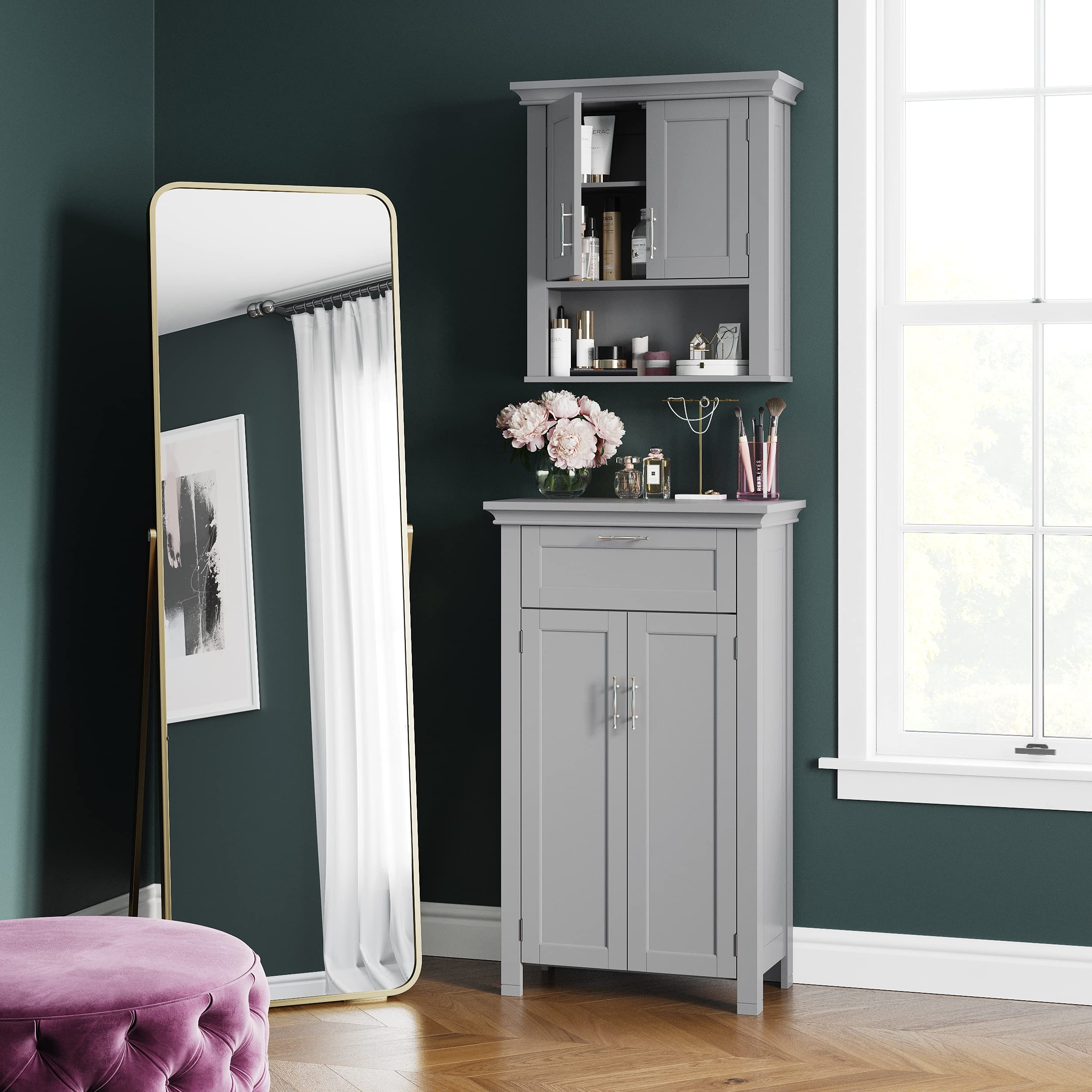 RiverRidge Somerset mounted above toilet demonstrating smart wall-mounted storage