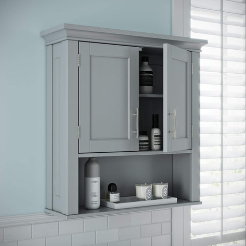 RiverRidge Somerset top open shelf displaying towels and accents for easy access