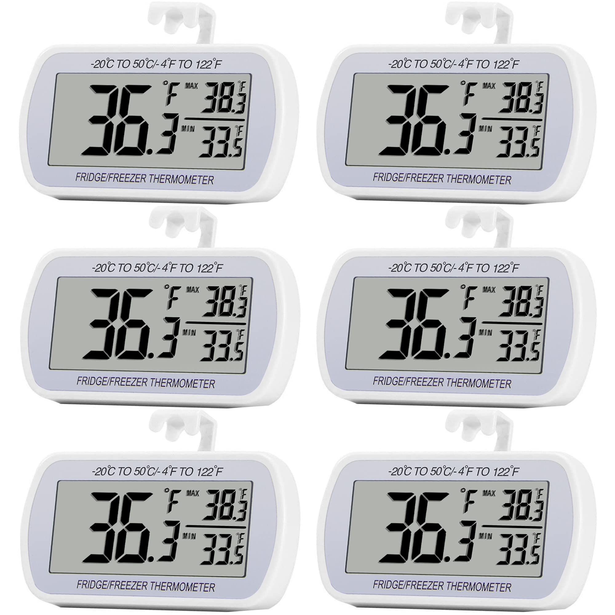 RIY front packaging showing six thermometers and large LCD for quick reading