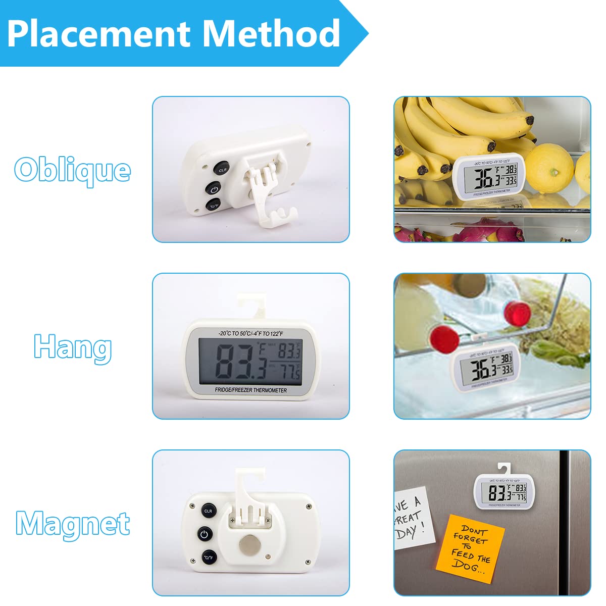 RIY units placed in kitchen fridge and freezer showing multi-zone monitoring