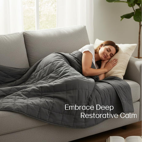 RJOP blanket on bed to show full-size scale for personal coverage