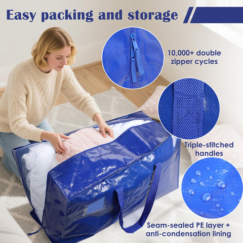 RMOHRO bag filled with comforter and pillows demonstrating high 93L capacity benefit