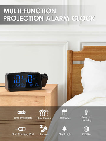 ROCAM projection on ceiling demonstrating easy nighttime time-checks