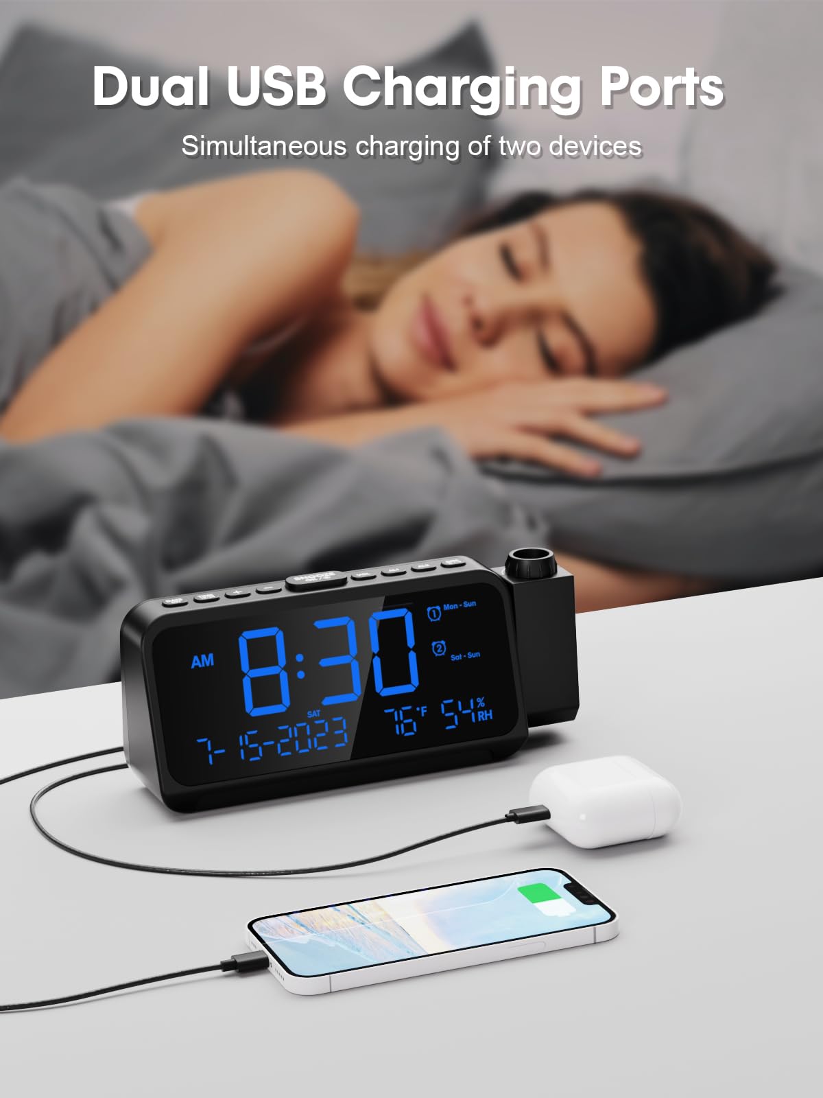 ROCAM alarm controls view highlighting dual alarm setup for flexible scheduling
