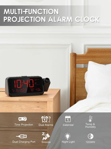 ROCAM projecting time onto ceiling for effortless nighttime time checks