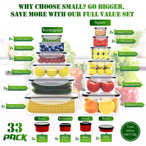 RockBerry rectangular containers arranged to show size variety for meal prep