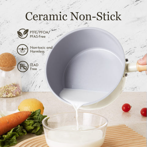 ROCKURWOK wooden handle detail showing ergonomic grip and cool‑touch safety while stirring
