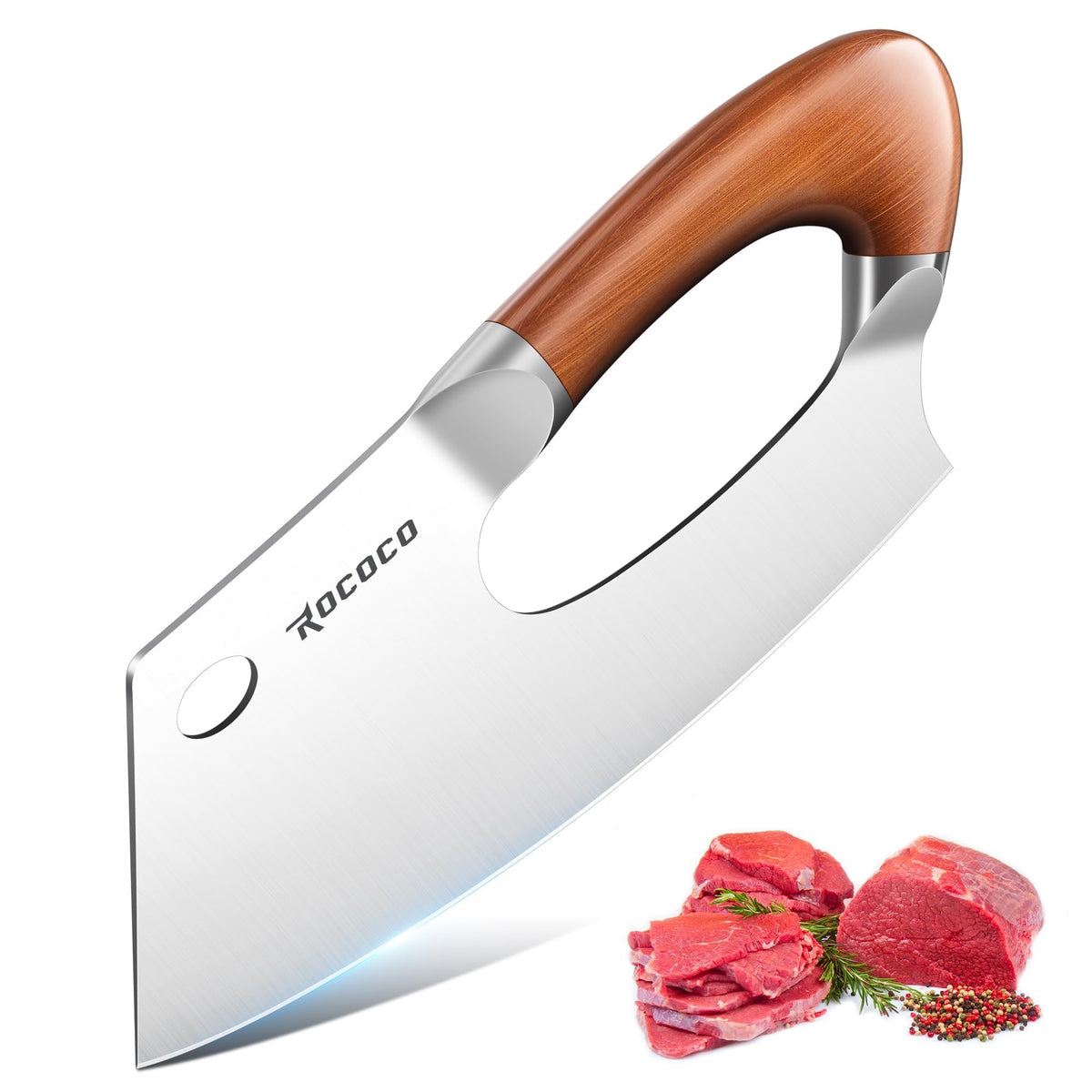 ROCOCO cleaver front view showing balanced design and immediate usability