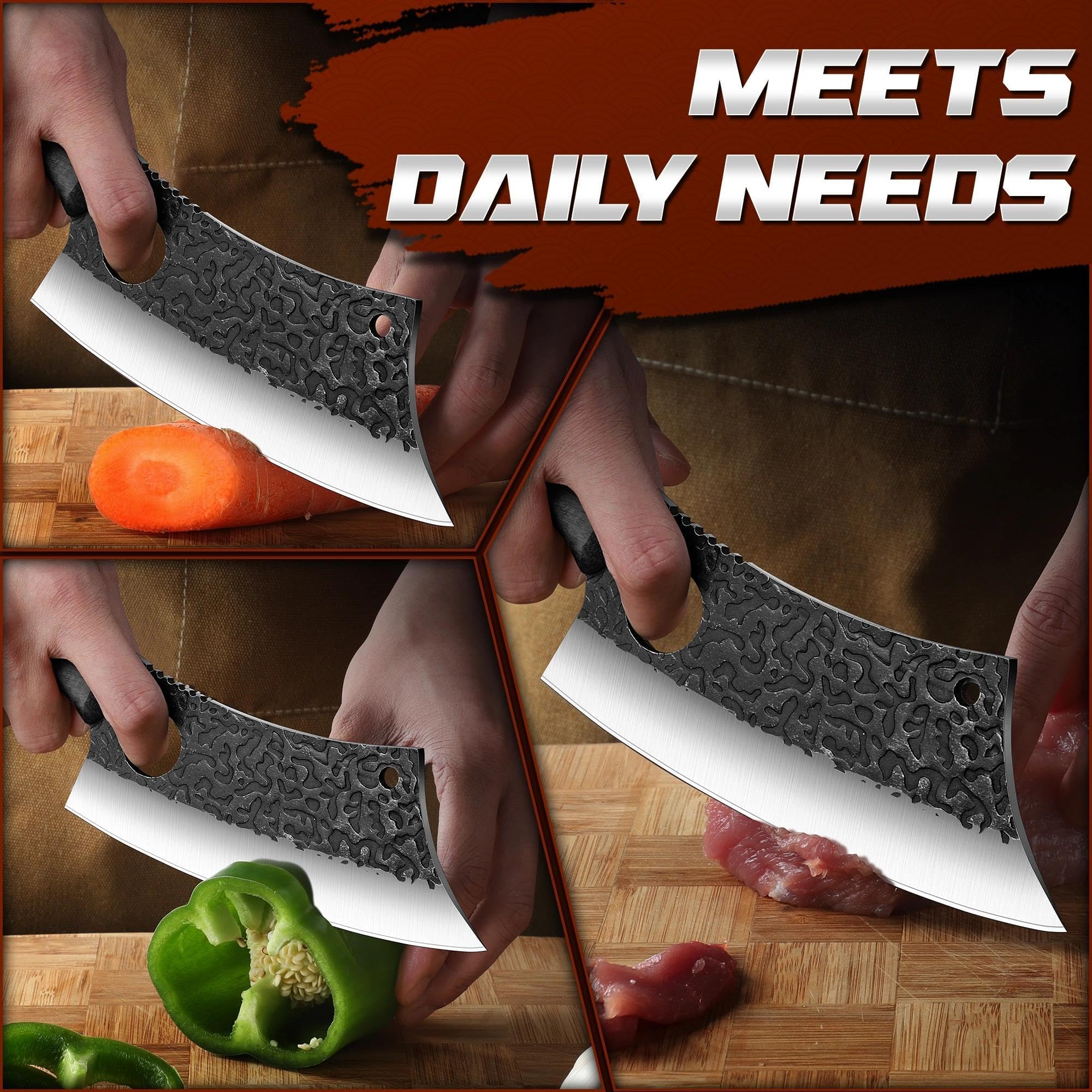 ROCOCO curved wood handle angle showing ergonomic grip for reduced fatigue