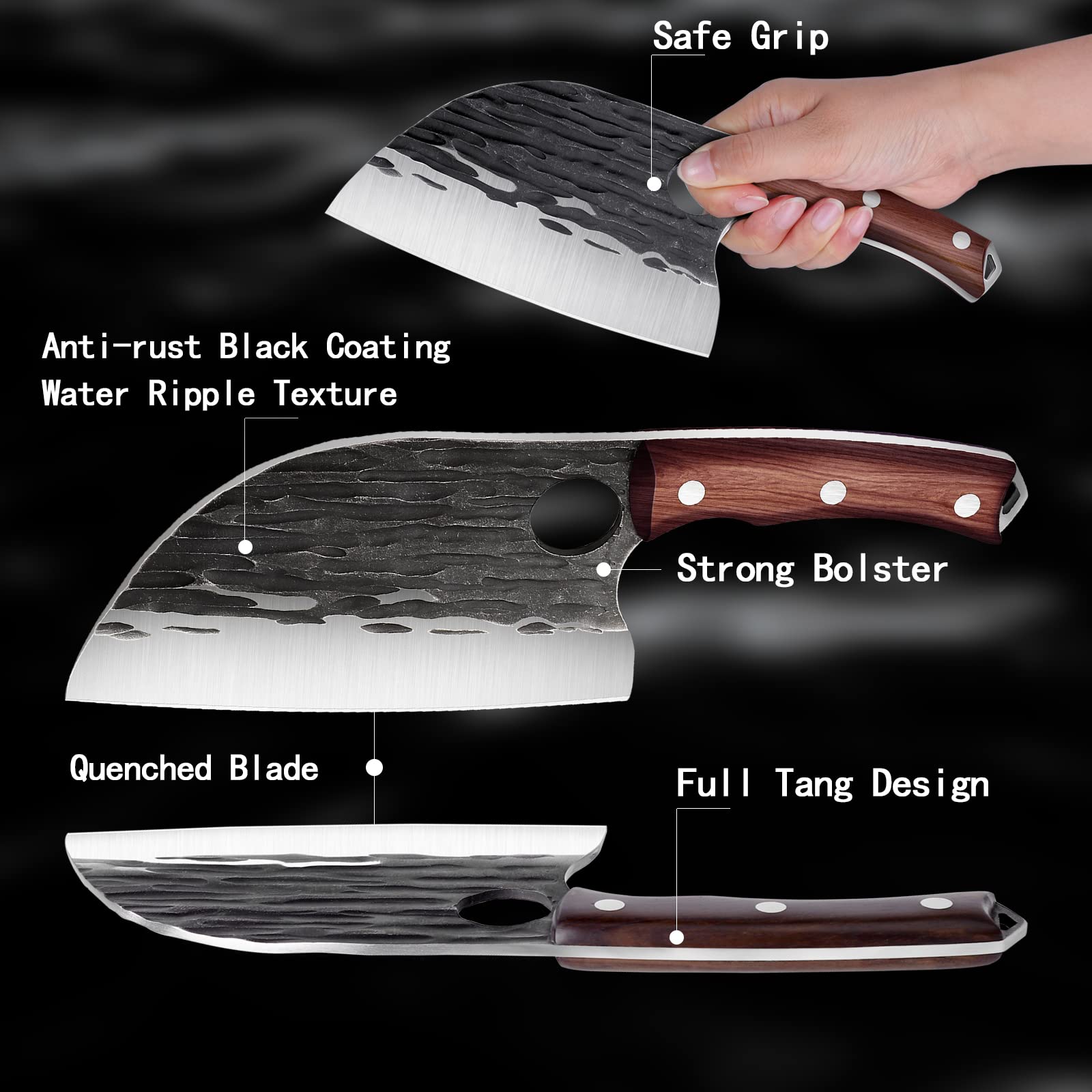 ROCOCO cleaver chopping meat demonstrating power and precise portioning