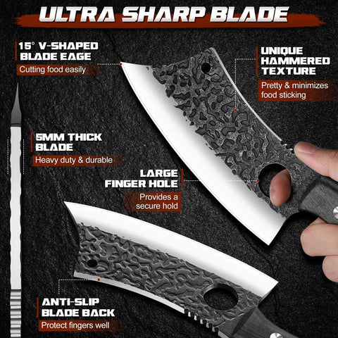 ROCOCO cleaver paired with leather sheath showing safe transport benefit