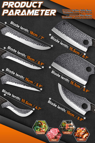 ROCOCO full-tang wood handle close-up for balanced non-slip comfort