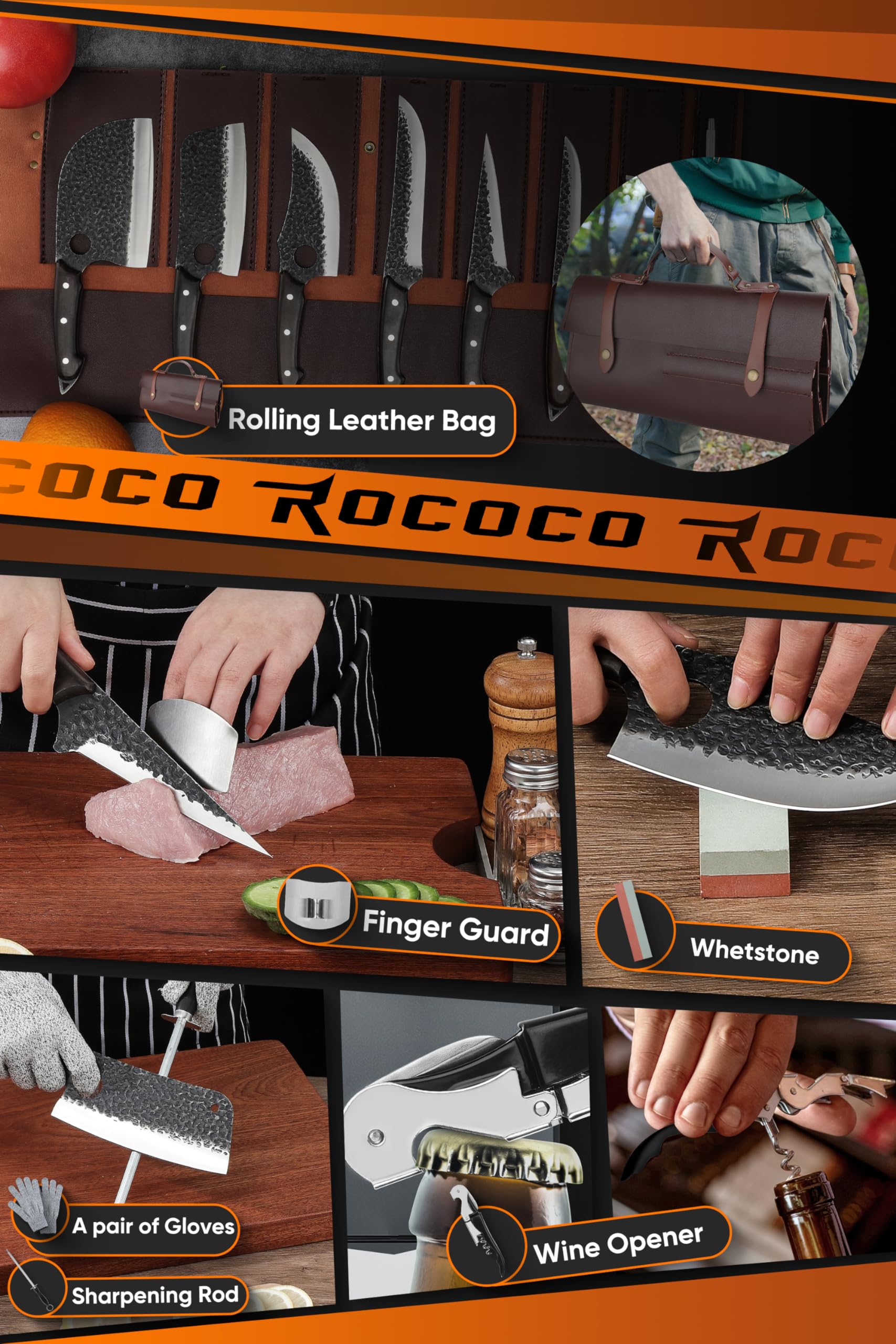 ROCOCO whetstone and sharpening rod flatlay to maintain razor edges