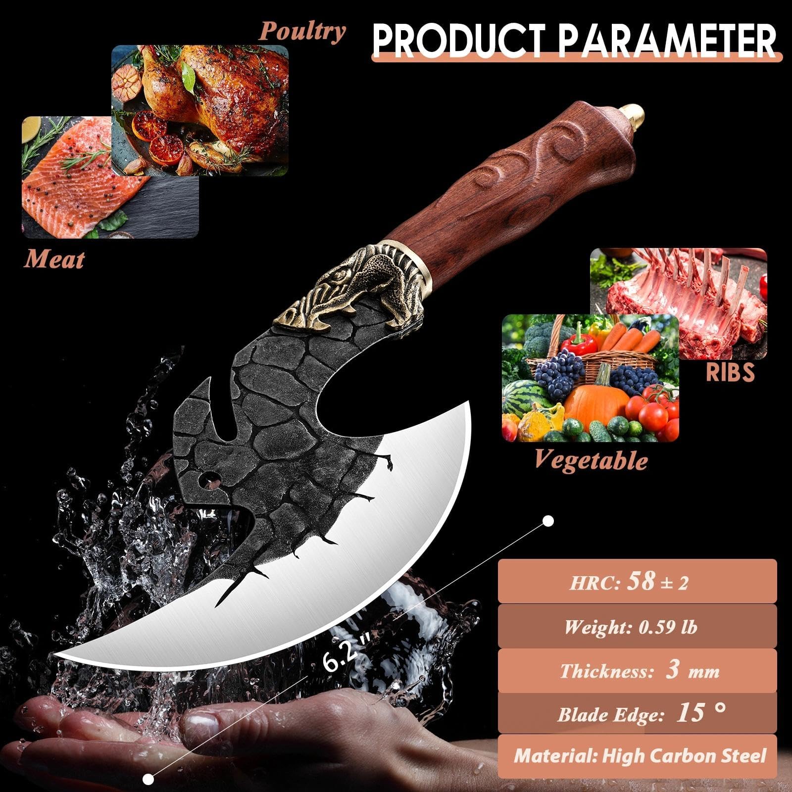 ROCOCO cleaver chopping vegetables on board to illustrate rocking action