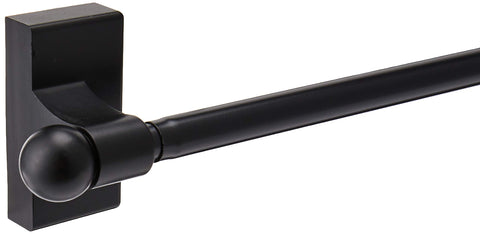 Rod Desyne Mag-12 installed with sheer curtain on metal frame showing quick tool-free setup